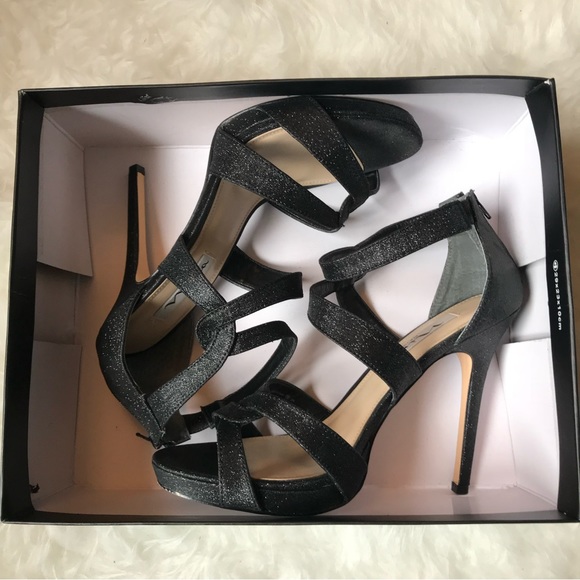 Nina black glitter open toe heels - Picture 3 of 4